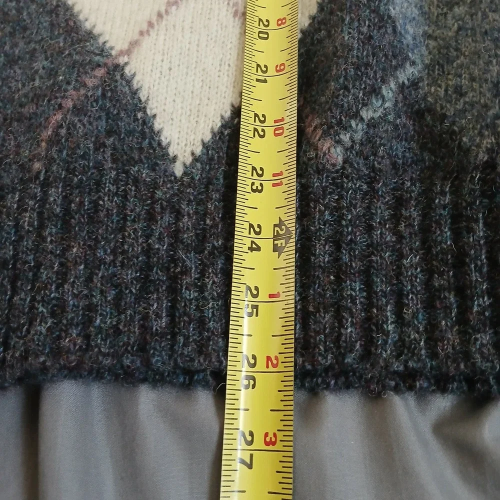 Christopher Hayes Sweater Mens M Blue Argyle‎ Shetland Wool Made in Ireland